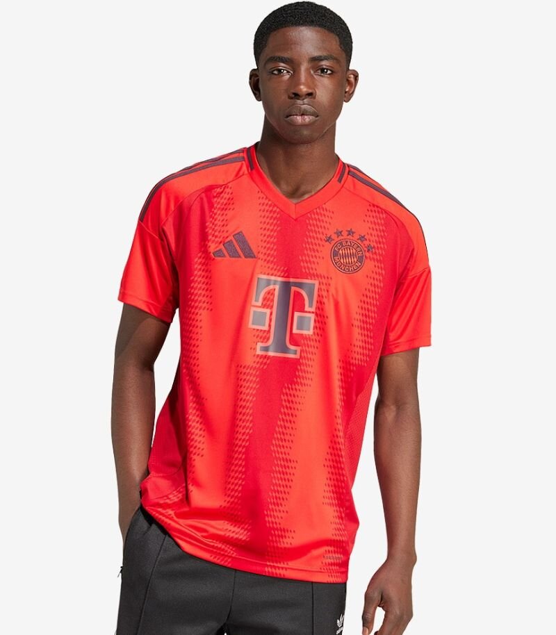 bayern munich home kit in red with dark red details 